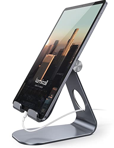 Lamicall Soporte Tablet, Multiángulo Soporte Tablet - Soporte Ajustable para Tablets para 2021 iPad Pro 12.9, 10.5, 9.7, iPad Mini 2 3 4, iPad Air 2 3 4, Samsung Tab, iPhone, Otras Tablets - Gris