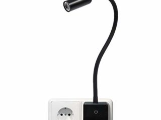 Lampara de Lectura Noche Pared Foco de LED Flexible Regulable Touch con Enchufe y Interruptor 3W 280Lm Luz Neutra 4000K con Cuello de Cisne Flexible Sin Funcion de Control Remoto Lot de 1 de Enuotek