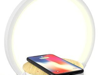Lampara de Mesa Lámpara de Noche Lámpara de Mesita con Cargador Inalámbrico 3 Niveles De Brillo Nocturna Táctil Regulable para Dormitorios, 10W
