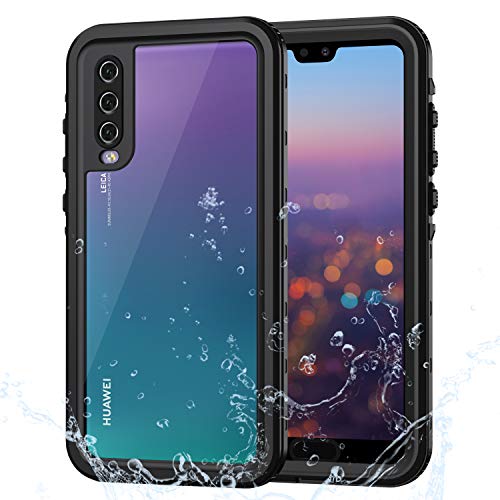 Lanhiem Funda Impermeable Huawei P20 Pro, Carcasa Resistente Al Agua IP68 Certificado [Protección de 360 Grados], Carcasa para Huawei P20 Pro con Protector de Pantalla Incorporado, Negro