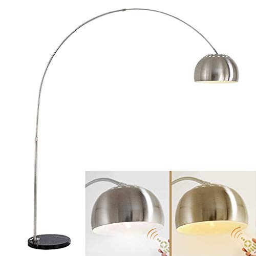 LANMOU Lámpara de Pie Arco Regulable, Lámpara de Piso Ajustable Altura Extensible Curvada con Control Remoto y Interruptor de Pie, Base de Mármol, Luz de Lectura para Salon, Dormitorio, Estudio y Leer