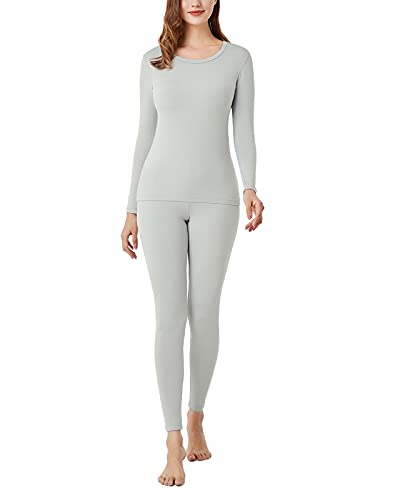 LAPASA - Conjuntos Ropa Térmica Mujer Camiseta Térmica Manga Larga Malla Termica Ropa Interior Invierno L17 S Gris