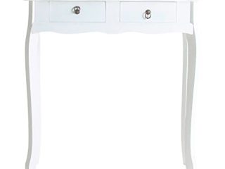 Lastdeco Mueble Recibidor Estrecho o Mesa Auxiliar Entrada o Pasillo. Consola Madera con 2 Cajones. Color Blanco. Diseño Moderno. Modelo Chia. 77 x 79 x 33 cm