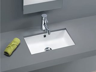 Lavabo Bajo Encimera Unisan de Porcelana Blanca Agres Mini de 440x260x150mm. Compatible con Muebles de baño con Fondo reducido de Unos 40cm.