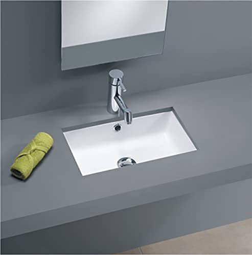 Lavabo Bajo Encimera Unisan de Porcelana Blanca Agres Mini de 440x260x150mm. Compatible con Muebles de baño con Fondo reducido de Unos 40cm.