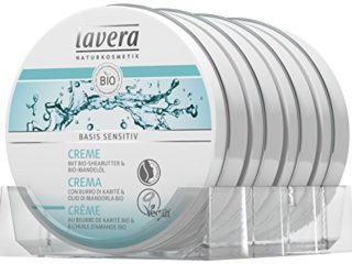 lavera Basis Sensitiv Crema Hidratante - Manteca de karité bio - vegano - cosméticos naturales 100% certificados - cuidado de la piel - 4 Recipientes de 150 ml