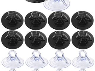 LCOUACEO 60 Piezas Ventosas de Plástico Ventosas 45mm Ventosas sin Gancho Ventosas Extra Fuertes para Baño Cocina Hogar Oficina Acuario Vidrio Ventanas de Coche Visera para Coche Transparenten Negro