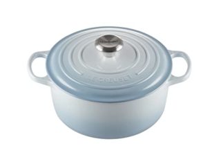 Le Creuset Evolution Cocotte con Tapa, Redonda, Todas Las Fuentes de Calor Incl. inducción, 6,7 l, Hierro Fundido, Azul(Coastal), 28 cm
