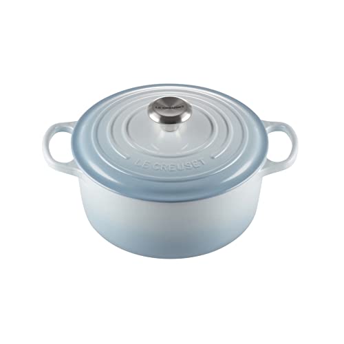 Le Creuset Evolution Cocotte con Tapa, Redonda, Todas Las Fuentes de Calor Incl. inducción, 6,7 l, Hierro Fundido, Azul(Coastal), 28 cm