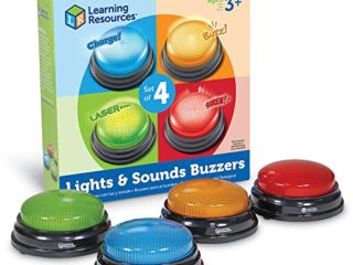 Learning Resources- Botones de Respuesta con luz y Sonido, Set de 4, Color (LER3776)
