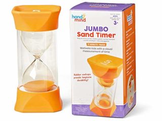 Learning Resources Reloj de Arena, Reloj de Arena de 5 Minutos con Extremos de Goma Blanda para no Hacer Ruido al ponerlo en Pausa, Relojes de Arena Infantiles para el Aula