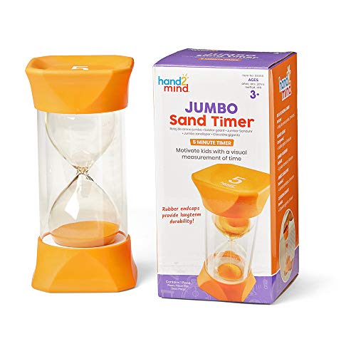 Learning Resources Reloj de Arena, Reloj de Arena de 5 Minutos con Extremos de Goma Blanda para no Hacer Ruido al ponerlo en Pausa, Relojes de Arena Infantiles para el Aula