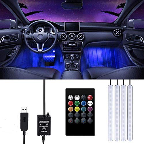 Led Coche Interior - Trongle Tira LED Iluminación, Auto Interior Atmósfera Led Iluminación, El Color Música de la Decoración de la Lámpara Para El Coche, Luz Impermeable, Cargador del USB 5V