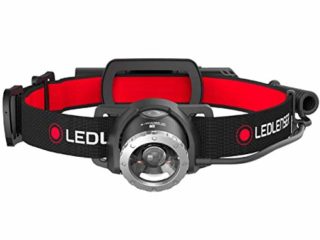 Ledlenser Linterna frontal LED H8R, recargable con batería de litio 18650, 600 lúmenes, enfocable, hasta 120h de duración, luz trasera roja, giratoria, cable de carga USB, Headlamp