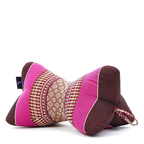 LEEWADEE cojín Cervical tailandés – Reposacabezas en Forma de Hueso, Almohada para la Lectura Hecha de kapok, 17 x 30 x 17 cm, castaño Rosado