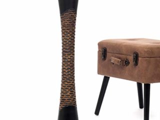 LEEWADEE jarrón Grande para el Suelo – Alto, jarrón Hecho a Mano de Madera de Mango, contenedor de pie para Las Ramas Decorativas, 75 cm, Negro