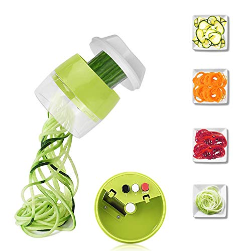 LEEWENYAN Cortador de Verdura 4 en 1 Rallador de Verduras Calabacin Pasta 4 Modos Espiralizador Vegetal Veggetti Slicer Pepino Espaguetis de Calabacin Manual
