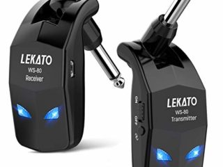 LEKATO 2.4GHz Sistema de guitarra inalámbrico 8 horas de tiempo de trabajo largo Transmisor inalámbrico Receptor Recargable Sistema de guitarra inalámbrico digital para guitarras eléctricas Bajo
