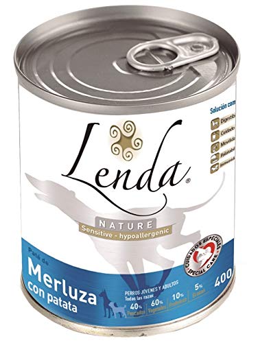 Lenda Sensitive/Stomach Comida Húmeda de Merluza con Patatas - Hypoallergenic para Perros con Problemas de Alergias o con Intolerancias Alimentarias y/o Sensibilidad Gastrointestinal [400gr]