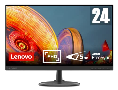 Lenovo D24-20 - Monitor 23.8" FullHD (VA, 75Hz, 4ms, HDMI, VGA, FreeSync) Ajuste de inclinación - Negro
