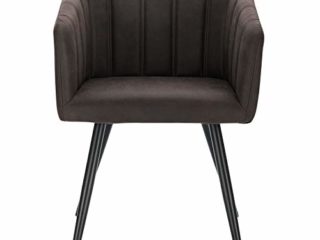 Lestarain 1X Sillas de Comedor Dining Chairs Sillas Tapizadas Sillas Salón Sillas Cocina Nórdicas Lino Paquete de 1 Sillas Bar Metal Silla de Oficina Marron Oscuro