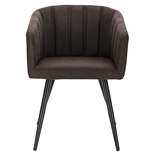 Lestarain 1X Sillas de Comedor Dining Chairs Sillas Tapizadas Sillas Salón Sillas Cocina Nórdicas Lino Paquete de 1 Sillas Bar Metal Silla de Oficina Marron Oscuro