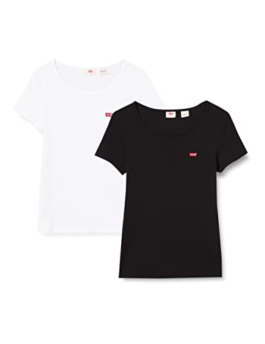 Levi's 2Pack Camiseta, 2 Pack Tee White +/Mineral Black, M para Mujer