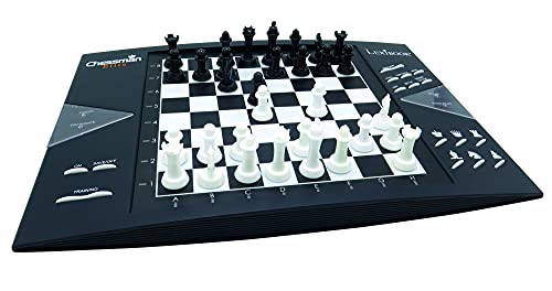 Lexibook ChessMan® Elite Juego de ajedrez inteligente, 64 niveles de dificultad, LED, alimentado por batería o adaptador de 9V, negro / blanco, CG1300