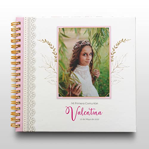 Libro de Firmas Comunión Niña Personalizado - Libro de Firmas Tamaño 25 x 21 cm. Personalización del Álbum en Portada con Foto y Nombre - Regalo Comunión Niña Original. (Libro de firmas foto)