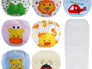 Lictin 7 PCS Braguitas de aprendizaje para niños Calzones de entrenamiento Bragas de aprendizaje reutilizables Pañales de tela Bebé ropa interior talla 2-3 años