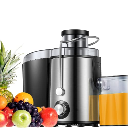 Licuadora Para Verduras y Frutas, Extractor centrífugo de zumos con Boca Ancha, 2 Velocidad Exprimidor, Fácil de Limpiar, Acero Inoxidable protección contra sobrecalentamiento, Diseño Antigoteo