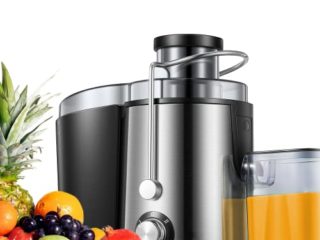 Licuadora Para Verduras y Frutas, Extractor centrífugo de zumos con Boca Ancha, 2 Velocidad Exprimidor, Fácil de Limpiar, Acero Inoxidable protección contra sobrecalentamiento, Diseño Antigoteo