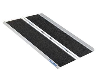 LIEKUMM 120 cm Rampa para Silla de Ruedas, rampa de umbral para escaleras domésticas, escaleras, Puertas, Scooters, rampa Plegable para Silla de Ruedas con Superficie Antideslizante (MR607WL-4)