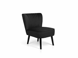LIFA LIVING Butaca Terciopelo Moderna de Espera, Sillón tapizado Vintage, Silla con Patas de Madera Resistentes, Negro, Capacidad hasta 100 kg, 58 x 70 x 72 cm