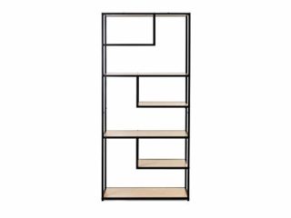 LIFA LIVING Estantería de Suelo asimétrica, Estantería de pie 7 baldas, Moderna y Original, Madera de Caucho y Metal, 82 x 34 x 175 cm