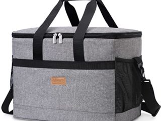 Lifewit Bolsa Térmica 30L Gran Capacidad para Multiuso,Hombres,Mujeres,Niños,Bebé,Bolso Térmico para Picnic Camping,Fiesta,Excursión,Playa Refrescos,40x25x30cm Gris