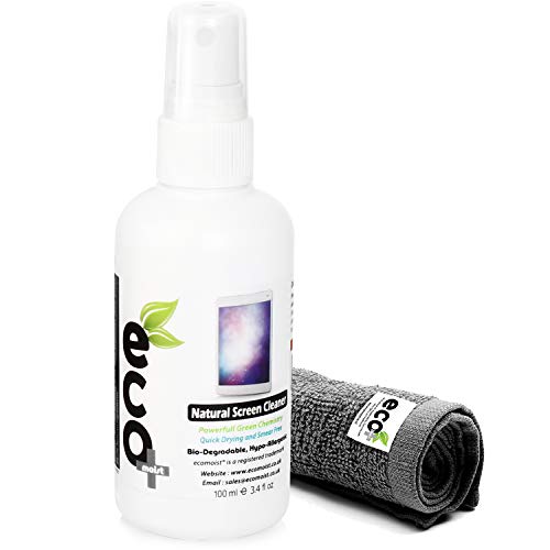 Limpiador de pantalla (100ML) + Toalla de microfibra fina (30x30cm) - Producto natural - MADE IN UK, Producto verde, NO AMONIACO Y ALCOHOL, Limpia todos los polvos y las manchas, Lo mejor para Plasma LED / LCD / / portátil, iPhone, iPad, Computadoras, Las pantallas táctiles,