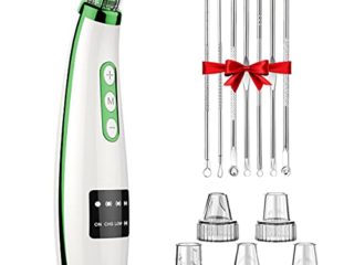 Limpiador de Poros Succionador de Puntos Negros Limpiador Facial Espinillas y Puntos Negros Electrico Extractor Poros Negros 7Pcs Acné Kit 5 Cabezales y 5 Modos Pantalla LED USB Recargable