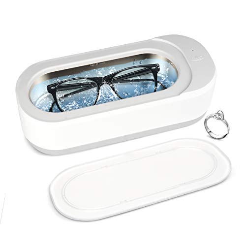 Limpiador Ultrasónico, Limpiador Ultrasónico Profesional de Bajo Ruido de 350 ml 46KHz, Adecuada para Gafas Joyas Relojes