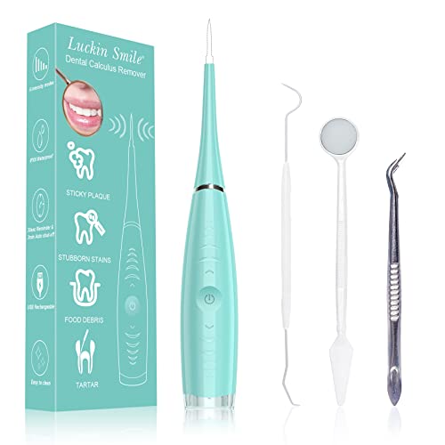 Limpieza dental, Limpiador Bucal de 5 Modos, Set de Limpiador de Sarro Dental en Casa con 3 Accesorios de Cepillo Sarro para la Quita Sarro, la Limpieza Bucal y el Blanqueador Dental.(Cyan)
