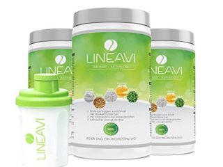 LINEAVI Alimento Dietético Activo, batido de proteína para adelgazar, mezcla de proteínas de soja, guisante, arroz y suero de leche, sin lactosa ni gluten, hecho en Alemania, 3x500g, shaker incl.