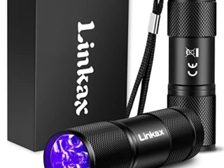 Linkax Linterna Ultravioleta Led Linterna UV flashlight 9 LED Ultravioleta Detectar manchas de orina de mascotas Luz negra 395nm luz ultravioleta [2 Paquete]
