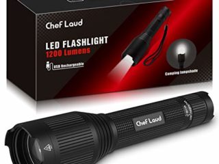 Linternas LED ChefLaud Portátil Camping, Linterna Recargable USB,Super Brillante , Impermeable IP65,alta Potente 1200 Lúmenes, 5 modos, para Senderismo, Emergencia, Ciclismo