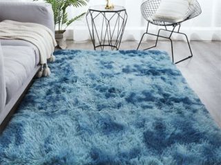 linyingdian Alfombra Salon Grandes Shaggy Antideslizante Super Suave Pelo Largo Fluffy Alfombra Adecuado para la Decoración de Salas de Estar y Dormitorios Alfombras (Azul, 120x160cm)