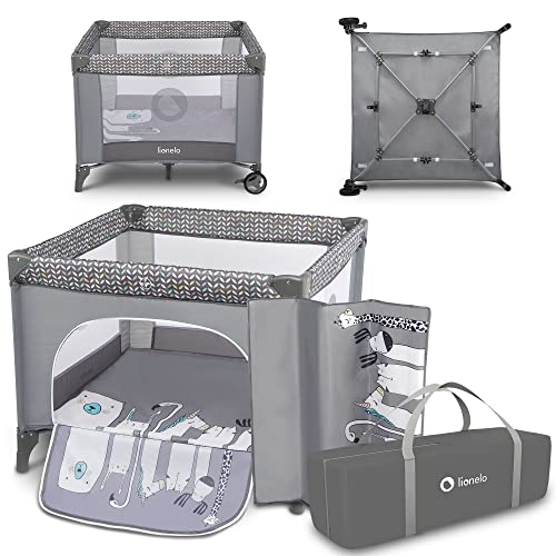 LIONELO Fie Parque para bebés De viaje Para niños de hasta 15 kg Perfecto en casa y de vacaciones Sistema de plegado seguro Bolsa incluida Gris