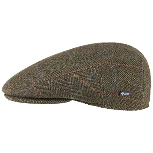 LIPODO Gorra Estampado a Cuadros - Gorra con Lana Forrada - Made in Italy - Tallas 49-61 cm - Gorra de Hombre con Pico - Gorra otoño/Invierno Verde Oliva 59 cm