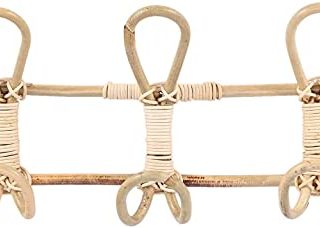 Liseng Ganchos de pared de ratán grandes ropa sombrero gancho colgante soporte de tela de ganchillo organizador perchas decoración para la decoración del hogar (40cm)