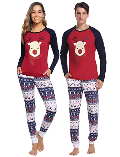 Litherday Pijama Familia Navidad Invierno Pijama navideño con Camiseta y Pantalon Navidad Ropa de Dormir Conjunto para Pareja para Christmas,Negro-B,M