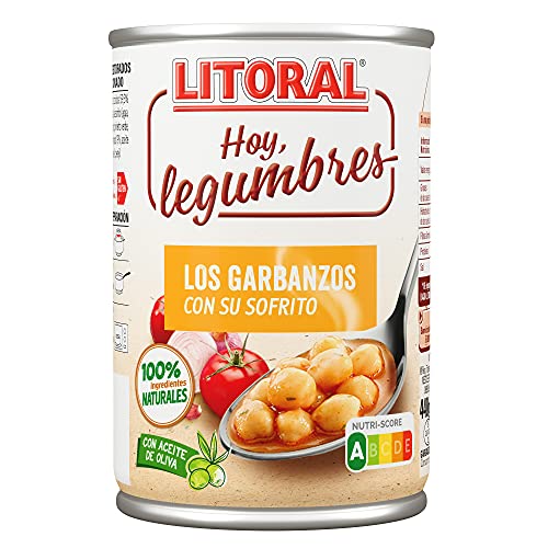 LITORAL Hoy Legumbres Plato Preparado de Garbanzos en su sofrito, Sin Gluten, 440g