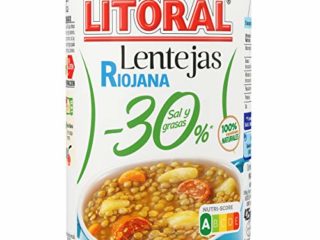 LITORAL Lentejas Riojana -30% Sal y Grasa - Plato Preparado Sin Gluten - 425g